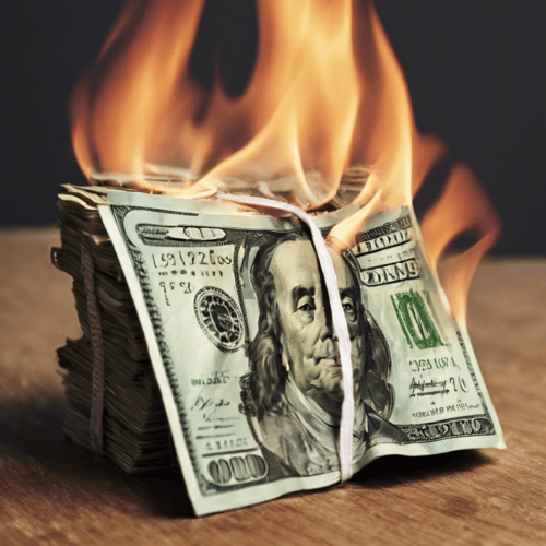An Ai image of burning money